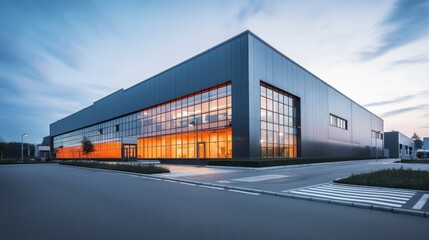 Fototapeta na wymiar A modern R&D or logistics facility building