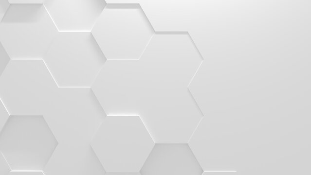 White Hexagon Background With Copy Space (3D illustration)