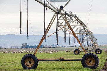 Large irrigation system across a paddock - 752726571