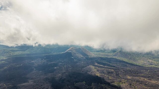 DRONE HYPERLAPSE PARICUTIN VOLCANO WITH CLOUDS