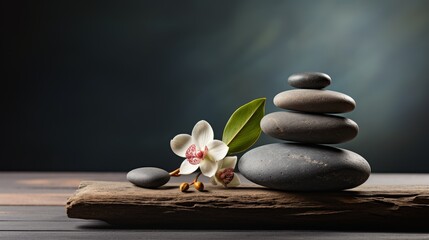 A stack of spa stones is neatly placed on top of a wooden table tray,