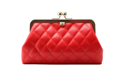 Red purse isolated on transparent a white background 