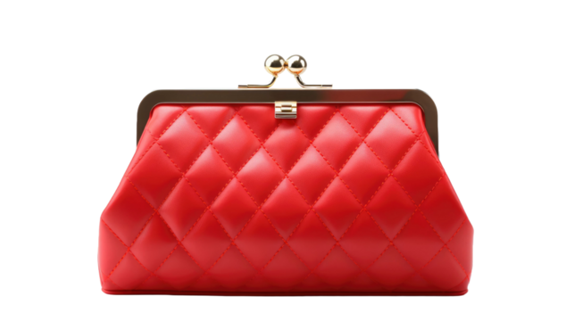 Red purse isolated on transparent a white background 