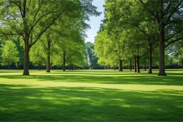 Fototapeta na wymiar A vibrant illustration depicts lush green grass in a picturesque garden, evoking the tranquility of nature in summertime