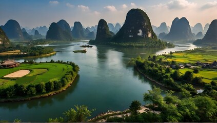 The beautiful landscape of guilin in yangshuo