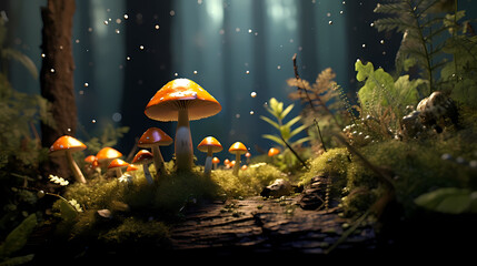 Mushrooms in the forest after the rain