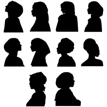 Hijabi and African Woman Side Profile Silhouette