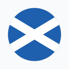 Scotland national flag vector icon design. Scotland circle flag. Round of Scotland flag.
