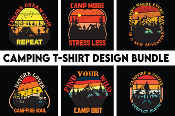 Camping T-Shirt Design Bundle, camping t-shirt designe vector
