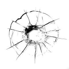 Damaged Glass with Transparent Hole