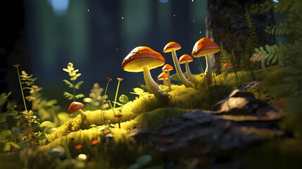 Mushrooms in the forest after the rain