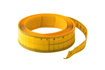 Yellow Tape Measure Closeup Isolated On Transparent Background