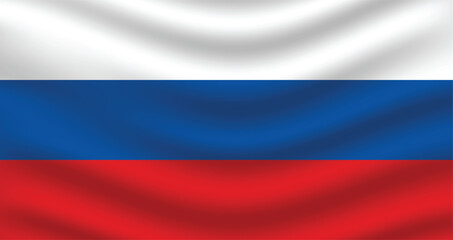 Flat Illustration of Russian flag. Russia national flag design. Russia Wave flag.
