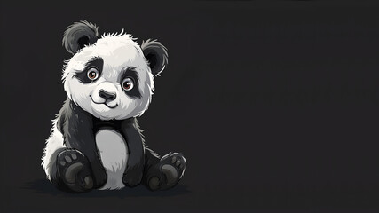 Isolated Color Sketch of a Baby Panda Bear on a Gray Background