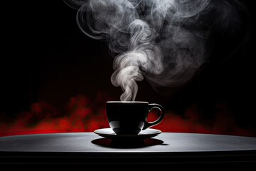 a cup of steaming hot drink releases fragrant steam, offering a comforting respite from the darkness.