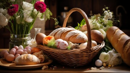 Obraz na płótnie Canvas Easter food basket for church blessing