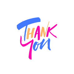 Fototapeta premium Thank you phrase. Color vector text modern typography font.