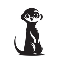 Silhouette and icon  of  meerkat isolated on white background