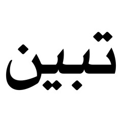 Tabeen Muslim Girls Name Naskh Font Arabic Calligraphy