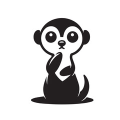 Silhouette and icon  of  meerkat isolated on white background