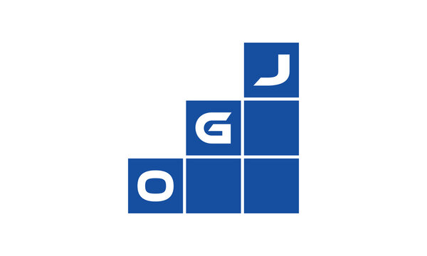 OGJ initial letter financial logo design vector template. economics, growth, meter, range,  profit, loan, graph, finance, benefits, economic, increase, arrow up, grade, grew up, topper, company, scale