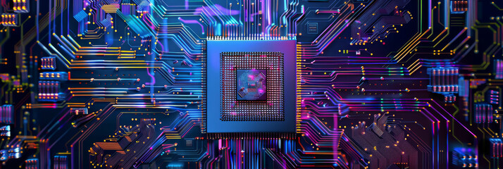 abstract background of cpu with colorful graphics on it, generative AI - obrazy, fototapety, plakaty