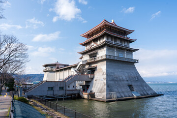 Fototapeta na wymiar Otsu, Shiga Prefecture, Japan - Mar 1 2024 : Shiga Prefectural Lake Biwa Cultural Center.