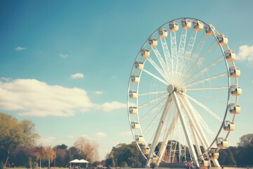 Colorful Ferris wheel of the amusement park, Ferris wheel in the park, Ferris wheel on blue sky background in the park, Ai generated