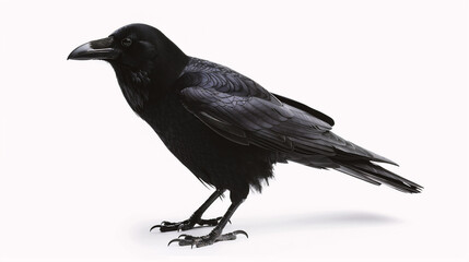 Black crow on a white background - obrazy, fototapety, plakaty