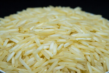 rice on a black background