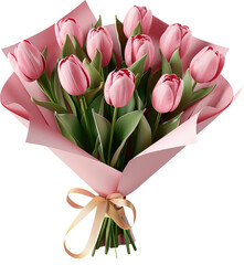 Bouquet of tulips isolated on transparent background. PNG