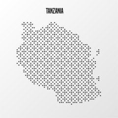 Abstract halftone Tanzania map isolated on white background. Vector illustration