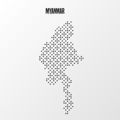 Abstract halftone Myanmar map isolated on white background. Vector illustration