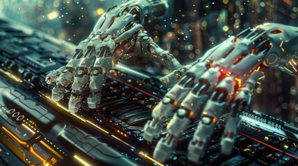 The intricate and strategic movements of a players fingers as they exee a combination of keystrokes on their keyboard.