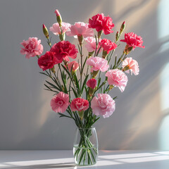 A_beautiful_bouquet_of_carnations_on_a_white_table_