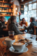 A heartwarming scene at a peer support meetup for families sharing experiences and laughter in a cozy welcoming coffee shop