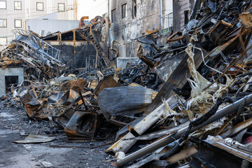 Obraz premium 鳥町食堂街 火災後（2024年1月14日撮影）