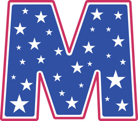 4th Of July Letter USA Flag Star And Stripe m