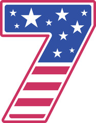 USA Flag 4th Of July America Font 7 seven