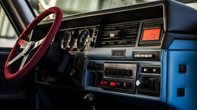 Equipped for Road Communication: A Close-up View of CB Radio Installed in a Vehicle's Interior