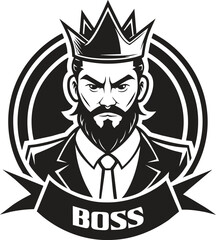 vector logo boss with the crown in black silhouette