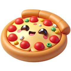 Pizza Icon, Cute 3D Pizza Character Clipart, Cartoon Style, PNG Transparent Background