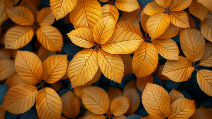 background texture of yellow leaves autumn leaf background.