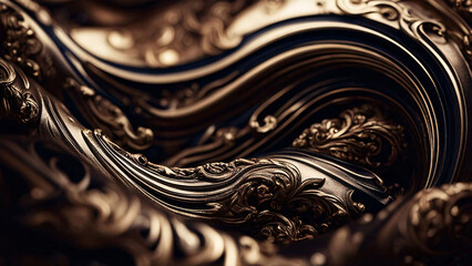 Elegant swirls texture rich baroque pattern background. Generative AI.