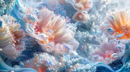 Fototapeta na wymiar Underwater Marvel, Vibrant Coral Reef and Tropical Fish, Natures Aquatic Palette of Colors and Textures