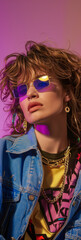 Obraz premium Portrait of a young woman from the 80s isolated from the background