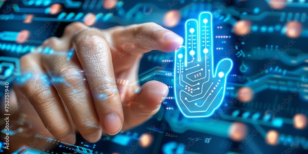 Poster  An Interactive Biometric System Symbolizing Advanced Personal Security Technology, Generative AI