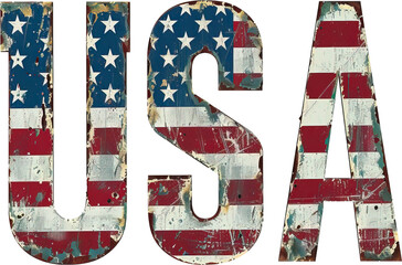 Lettering USA isolated on transparent background. PNG