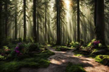 Obraz premium Beautiful image of a dark forest landscape
