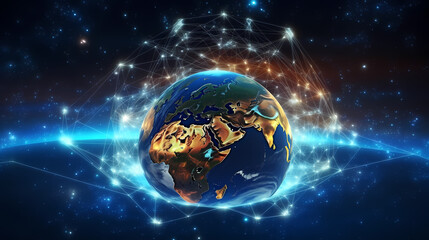 Fototapeta premium Glowing digital earth on futuristic interface